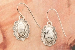 Genuine White Buffalo Turquoise Sterling Silver Earrings